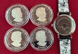 Kanada 4 x 20 Dollar Silbermünzen & Armbanduhr Set 2015 Looney Tunes - Pure Silver 4-Coin Proof Set with Watch Proof with watch & original packaging