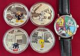 Kanada 4 x 20 Dollar Silbermünzen & Armbanduhr Set 2015 Looney Tunes - Pure Silver 4-Coin Proof Set with Watch Proof with watch & original packaging