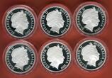 Australien 6 x 5 Dollar Silbermünzen 2008-2010 Masterpieces in Silver - Flying Through Time - Aviation Proof colorated with box, coa & carton