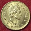 Kolumbien Colombia 5 Pesos 1925 "MFDFLLIN" Small head bust of Simon Bolivar facing right Numista 14 % Spanish 5 USA unc Uneven edge due to minting process