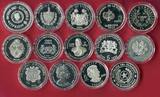 Diverse Länder 2003-2006 Fußball-Weltmeisterschaft 2006 Deutschland - Lot aus 14 Silbermünzen proof in capsules, 13 certificates