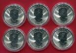 Kanada 6 x 5 Dollars Silbermünzen 2015 Maple Leaf - Set aus sechs teilcolorierten Münzen (Tiermotive, 6 x 1 oz) BU in capsules