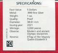 Salomon-Inseln 5 Dollars Silbermünze 2021 Die seltensten Silberunzen der Welt - 125 Jahre Olympische Spiele (1 oz) proof in capsule with certificates