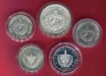 Kuba, Cuba Lot Peso 5 Münzen Silber div.Jahre Kuba-Lot verschiedene Jahre und Motive Lot, bitte Bilder ansehen (1 x PP)