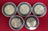 USA 5 x Half Dollar im attraktiven Set Kennedy Halbdollar - Leonardo da Vinci Kollektion Colorated set with box & coa