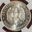 Weimarer Republik Deuschland Germany 3 Mark 1927F 450 Jahre Universität Uni Tübingen Eberhard im Bart Württemberg NGC MS 64 Choice UNC.