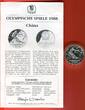 China, Volksrepublik 5 Yuan Silber Ski Abfahrt 1988 Ski Abfahrtslauf, Olympiade Calgary Downhill Skiing proof with german MDM COA