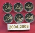 Luxemburg Luxembourg 6 x 2 Euro Gedenkmünzen Coffret Satz 2004-2008 Proof Set - selten Satzauflage 2500 Proof original coinset with wooden box & coa