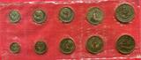 Russland Russia USSR UDSSR CCCP Sovjet Union Kursmünzensatz Circulation coin set 1968 1 Kopeke - 1 Rubel Leningrad Mint Token BU Sealed in Folia
