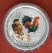 Australien 1 Dollar Silbermünze 2017 Lunar II Serie Year of the Rooster - Jahr des Hahns BU colorated with capsule