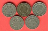 Kaiserreich 5 x 20 Pfennig 1887 - 1892 Kursmünzen Lot - Konvolut - keine Doppelten on average vf/xf