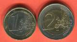 Monaco 1 und 2 Euro Bimetall 2001 Albert & Rainier (1€) und Rainier (2€) im Set unc.