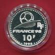 Frankreich 10 Francs Silbermünze 1996 FIFA Fußball-Weltmeisterschaft 1998 proof in capsule, certificate & box