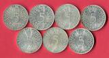 Bundesrepublik Deutschland 7 * 5 Mark Silbermünzen 1972 - 1973 Silberadler-Lot 7 Münzen lot of 7 coins, please see pictures