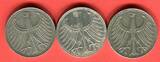 Bundesrepublik Deutschland 3 x 5 DM - Deutsche Mark 1956 Silberadler Lot D F J - kompletter Jahrgangssatz on avergage xf