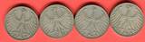 Bundesrepublik Deutschland 4 x 5 DM - Deutsche Mark 1957 Silberadler Lot D F G J - kompletter Jahrgangssatz on avergage xf