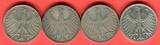 Bundesrepublik Deutschland 4 x 5 DM - Deutsche Mark 1960 Silberadler Lot D F G J - kompletter Jahrgangssatz on avergage xf