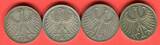 Bundesrepublik Deutschland 4 x 5 DM - Deutsche Mark 1964 Silberadler Lot D F G J - kompletter Jahrgangssatz on avergage xf