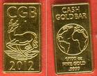 Deutschland 1/100 Unze Goldbarren Gold 2012 Cash-Gold-Bar - Motiv: Springbock BU with carton