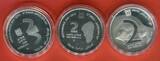 3 x 2 New Sheqalim Silbermünzen 2011 & 2012 The Three Seas - Die Seen Israels Proof with capsules & German coa