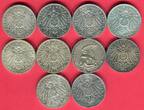 Bayern, Hamburg, Preußen, Sachsen, Württemberg 10 x 3 Mark Silbermünzen 1908 - 1914 Kaiserreich Lot 10 Typen lot of 10 coins, please see picture