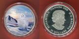 Kanada 30 Dollar Farbmünze - 2 oz Fine Silver Coin 2018 Snowy Owl and Northern Lights (Glow in Dark) - Schneeeule Proof colorated with box, coa & carton