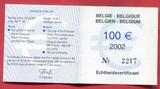 Belgien Belgium 100 Euro Gold 2002 Gründungsväter Adenauer Schuman Paul Henri Spaak Europas Väter Proof with capsule, box coa