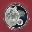 Frankreich 10 Euro Silbermünze 2019 50 Jahre - Der erste Mensch auf dem Mond (1969-2019, coloriert) proof in capsule, certificate & box
