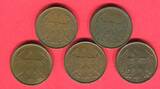 Weimarer Republik 5 x 4 Reichspfennig 1932 A-J Brüning Taler Lot - ohne E Lot, bitte Bilder ansehen