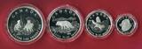 Kanada 14 Dollars - 4 Silbermünzen 2004 The Arctic Fox - Polarfuchs (Set aus vier Silbermünzen) proof in capsule, certificate & box