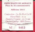 Monaco 2 Euro Gedenkmünze 2013 20 Jahre UN UNO Beitritt L`admission a L`ONU proof in capsule with certificate