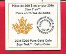 Kanada Canada 200 Dollar Gold 2016 Star Trek - Delta Coin proof in capsule with certificate, orig. packaging