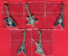 Somalia 5 x 1 $ Gitarren Farbmünzen emailliert 2004 50 Jahre E-Gitarren BU in Folie