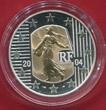 Frankreich France 5 Euro Bimetall Gold Silber 2004 Säerin, Sameuse Goldinlay 2,7 g 0.750 PP OVP proof cameo box, coa, slipcase