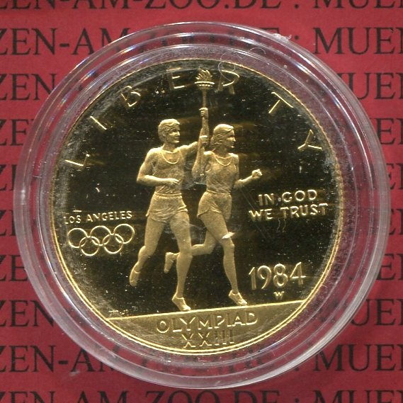 USA 10 Dollars Gold 1984 W, Olympische Spiele Los Angeles proof with ...