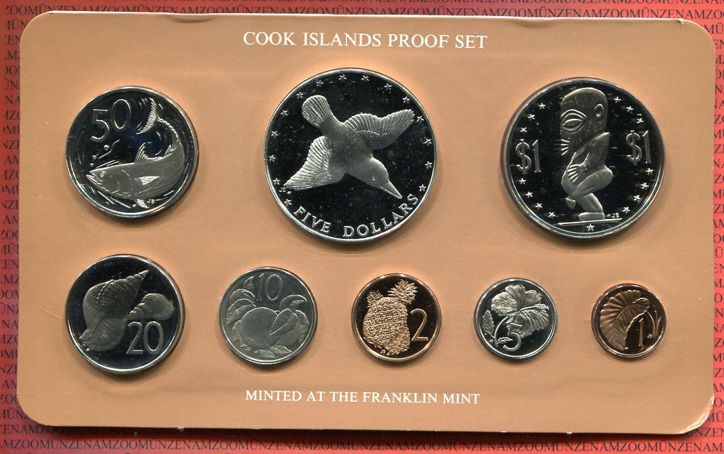 Cook-Inseln, Cook Islands Proof Set 1 Cent - 5 Dollar Cook Islands KMS ...