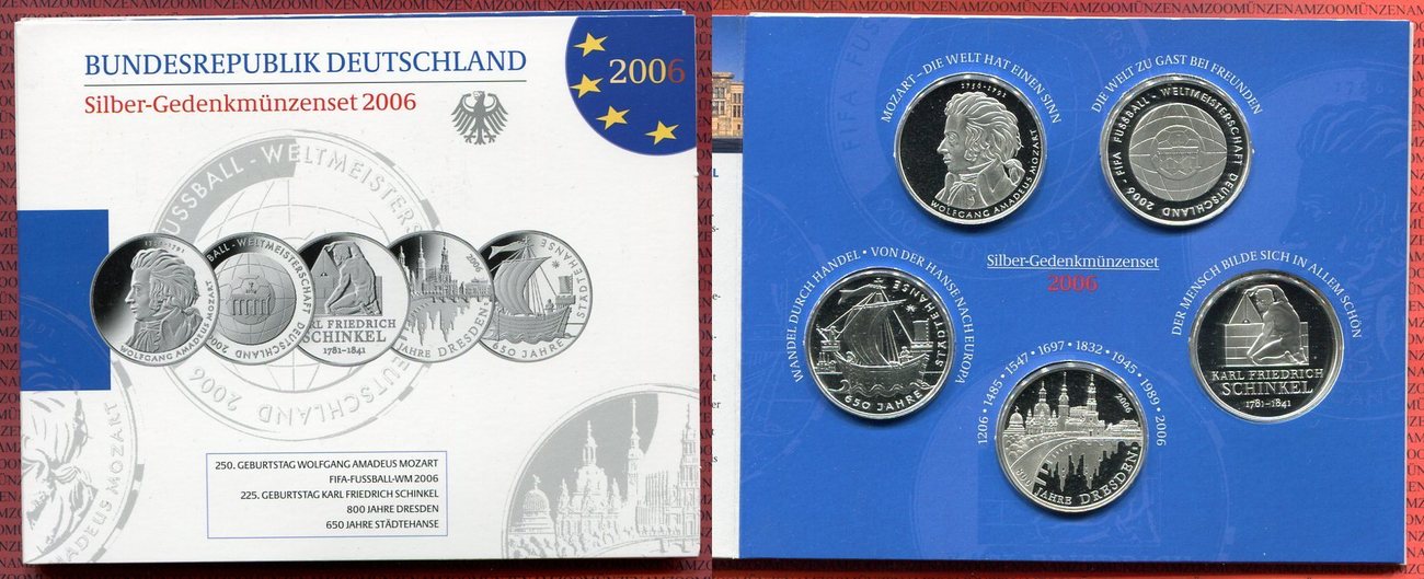 Bundesrepublik Deutschland Silber-Gedenkmünzenset Commemorative Set BRD ...