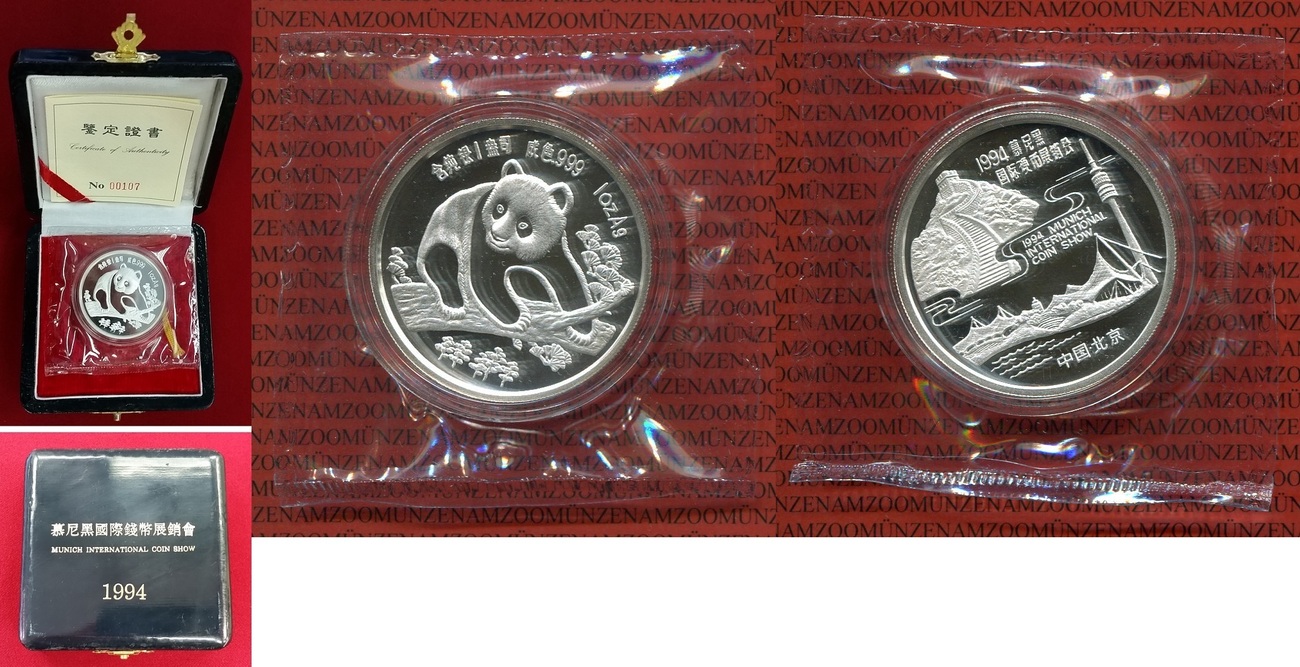 China Volksrepublik PRC M nchen Coin Show Panda Silber M nchen