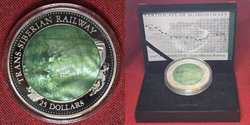 Cook Islands 50 Dollar Silbermünze - 5 Unzen Silber 2016 100th Anniversary Trans Siberian Railway Tr