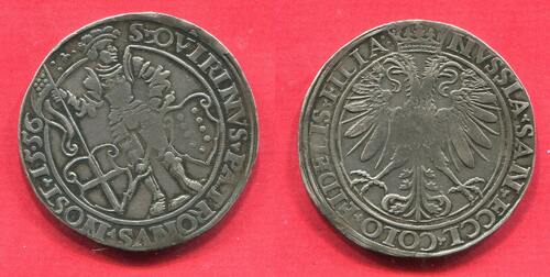 Neuss Stadt Taler 1556 Ferdinand I. St. Quirin steht zw. Wappen vom Erzb. Köln und Stadt Neuss USA E