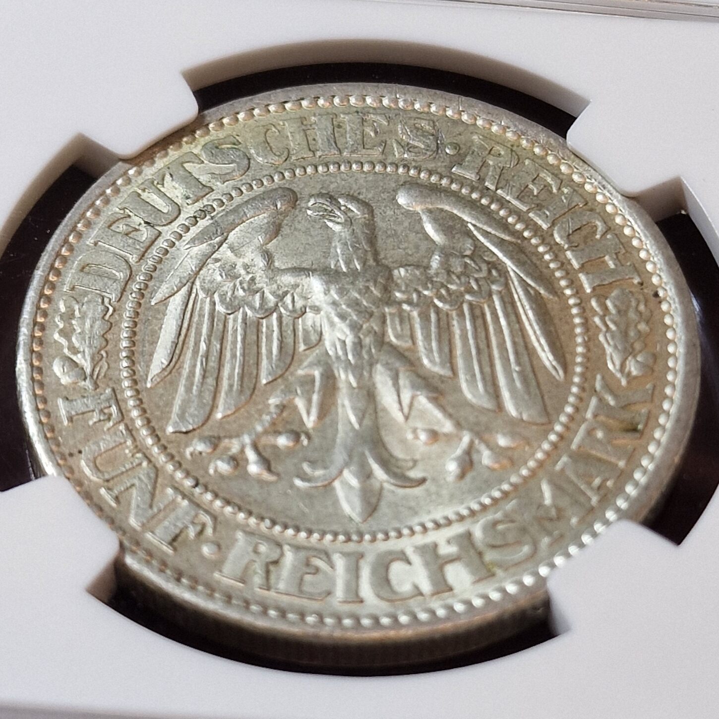 Weimarer Republik Deutsches Reich 5 Mark 1932 A Eichbaum NGC