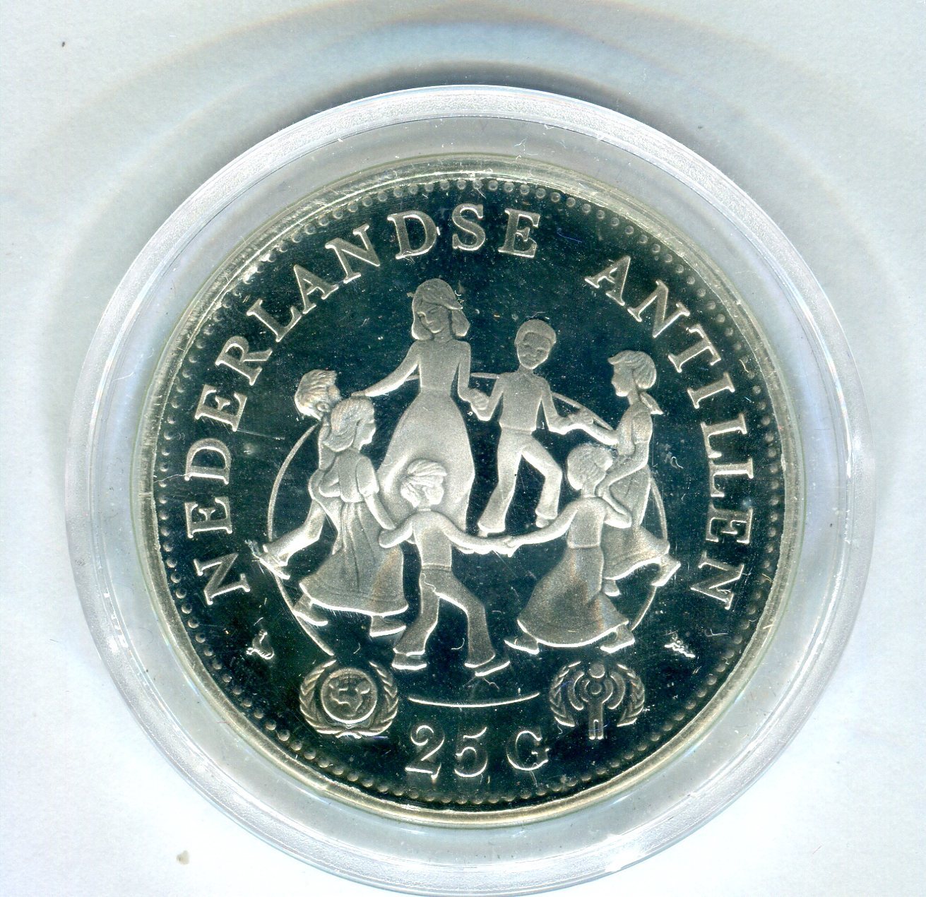 Niederländische Antillen 25 Gulden 1979 International Year of the Child proof with capsule, coa Niederländische Antillen 25 Gulden 1979 International Year of the Child proof with capsule, coa