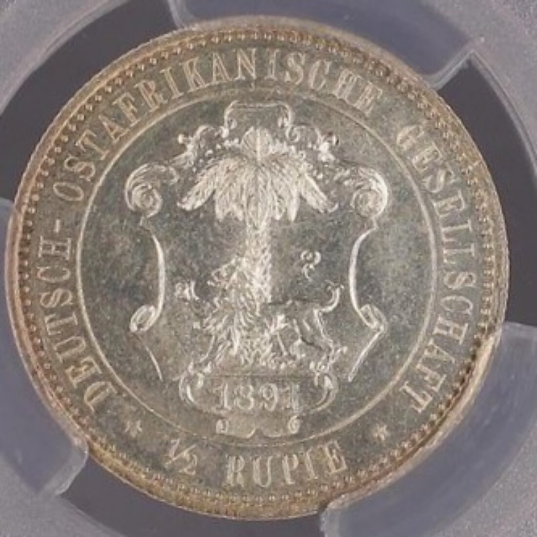 German East Africa DOA Deutsch Ostafrika 1/2 Rupie 1891 sehr selten in  Polierter Platte rare in proof Unknown Mintage Pop 2 in PR 63 PCGS PR 63