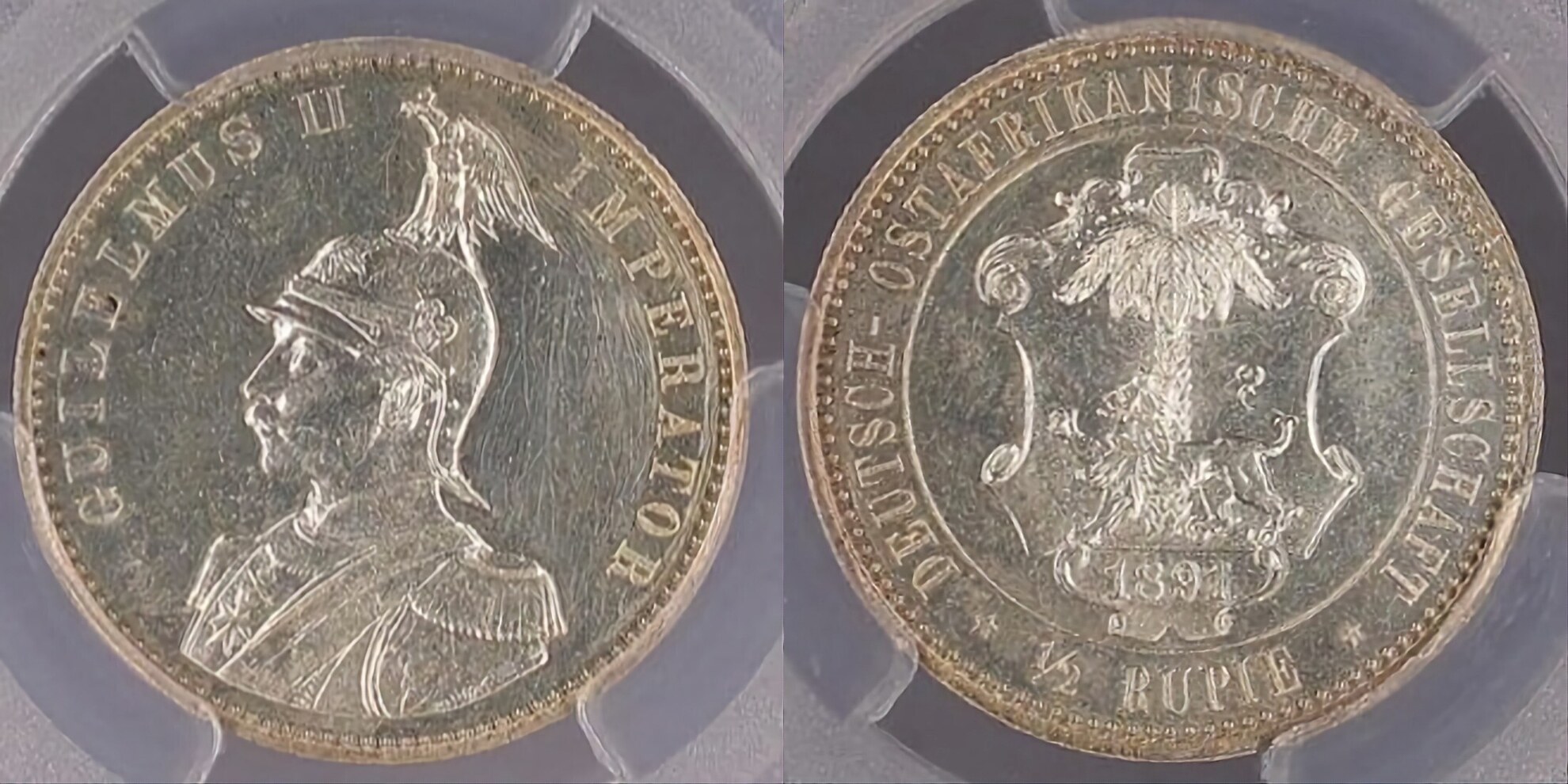 German East Africa DOA Deutsch Ostafrika 1/2 Rupie 1891 sehr selten in  Polierter Platte rare in proof Unknown Mintage Pop 2 in PR 63 PCGS PR 63