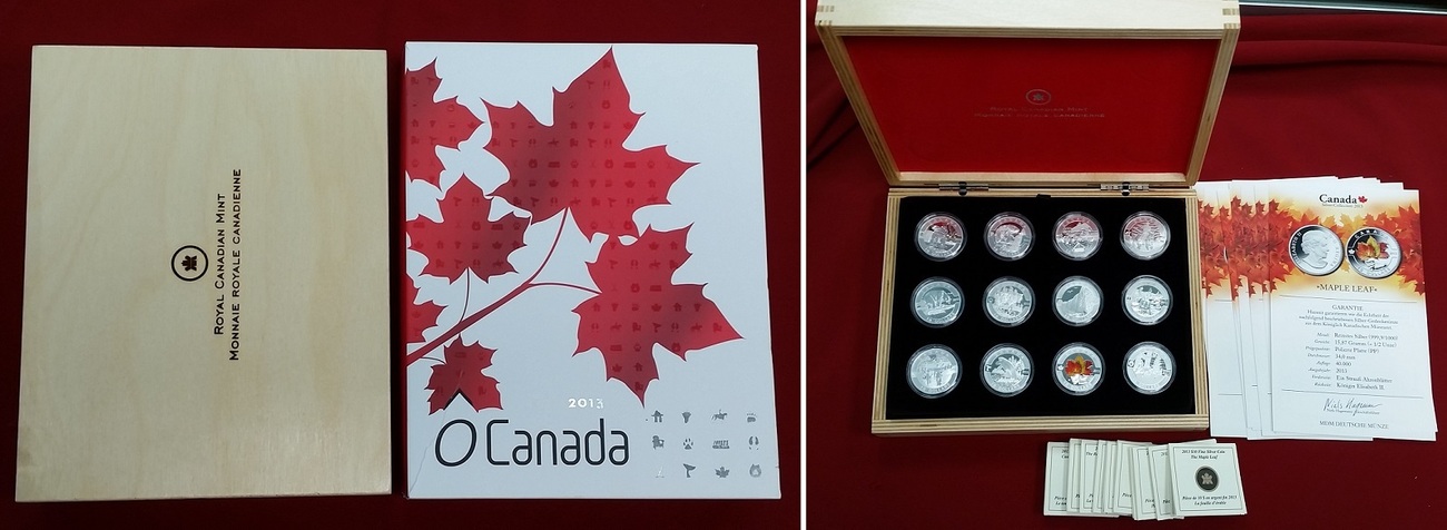 Kanada 12 X 10 Dollar Silbermunzen 13 Canada Silver Coin Collection 12 X 1 2 Unze Silber Pp Ein Zert Fehlt Proof With Wooden Box Coa Carton Slightly Torn Ma Shops