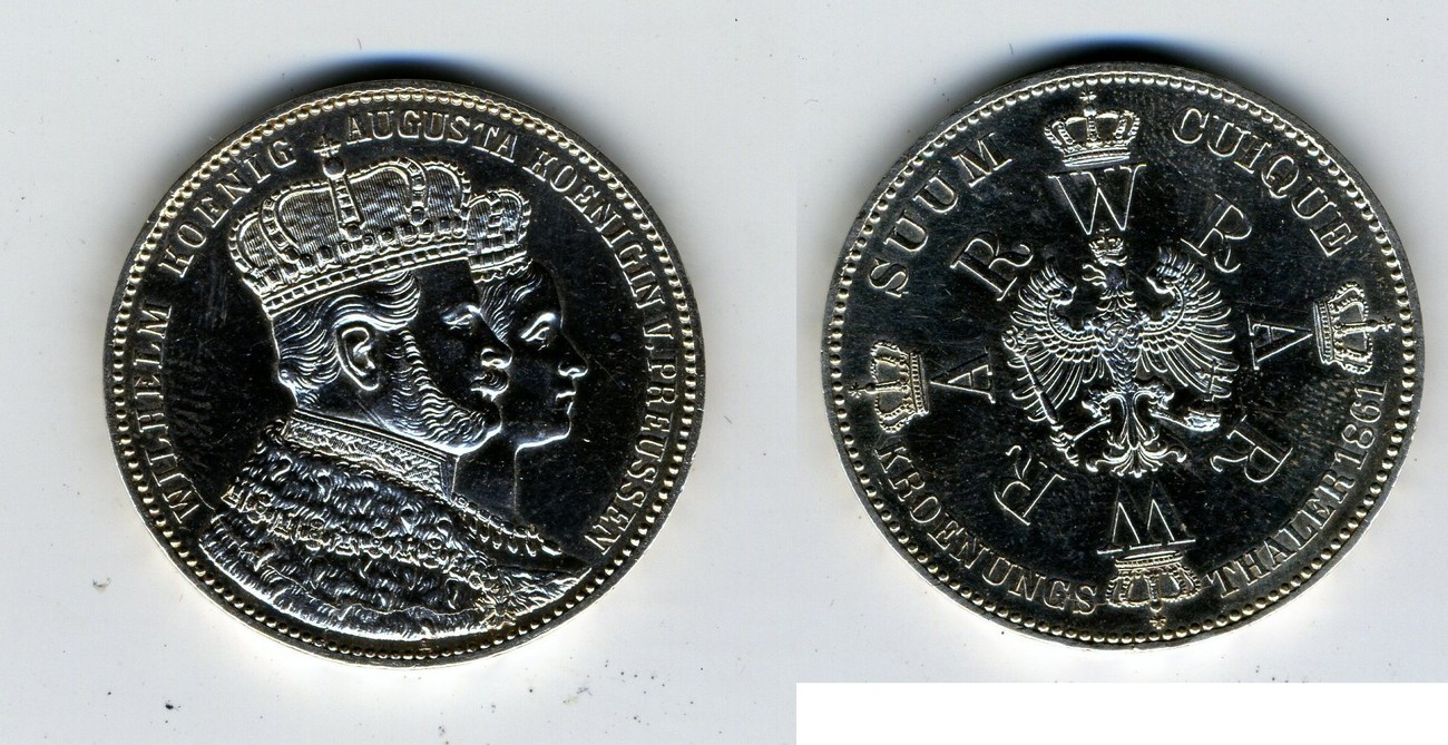1 Taler 1861 König Wilhelm und Königin Augusta von Preußen ssvz 1 Taler 1861 König Wilhelm und Königin Augusta von Preußen ssvz