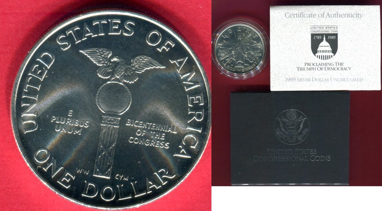 USA 1 Dollar 1989 200 Jahre Kongress - Congressial Coin - unc in