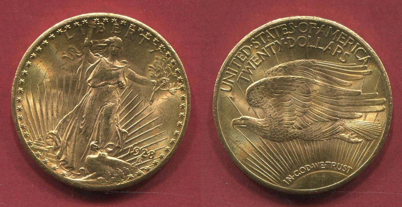 USA 20 Dollars Dollar Gold 1928 St. Gaudens Typ Double Eagle USA