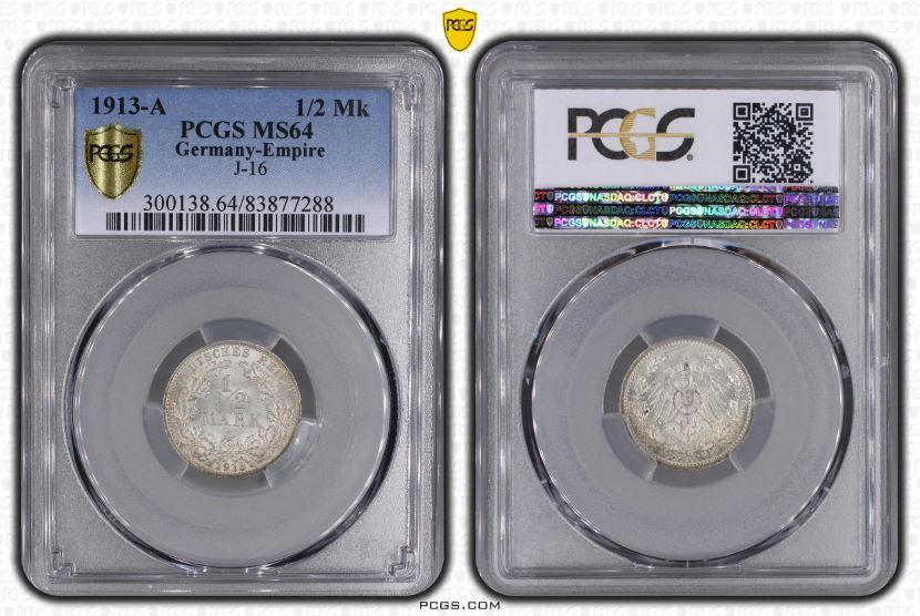 Germany-Empire, Deutsches Kaiserreich 1/2 Mark 1913 A Kursmünze PCGS ...