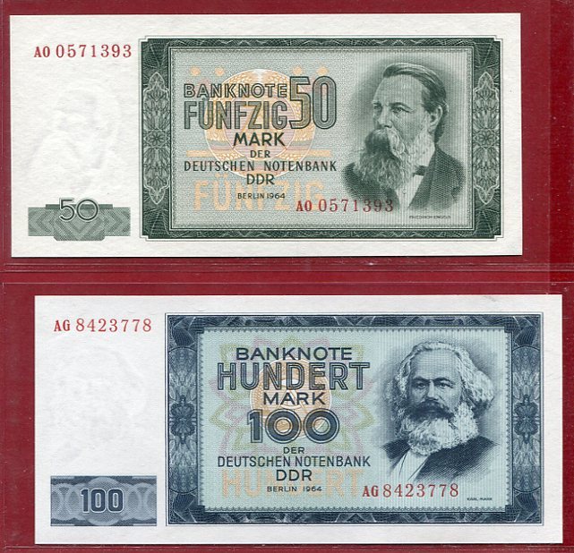 Deutsche Demokratische Republik 185 Mark 1964 DDR GDR Satz Banknoten 5 ...